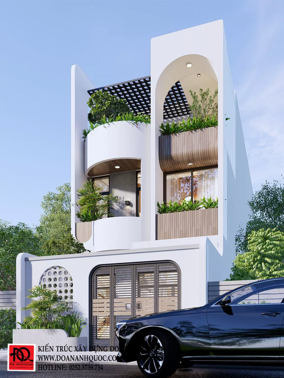 Thiết kế nhà phố vòm cong 3 tầng tại Phan Thiết - Bình Thuận